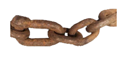 Eslabón de cadena oxidado